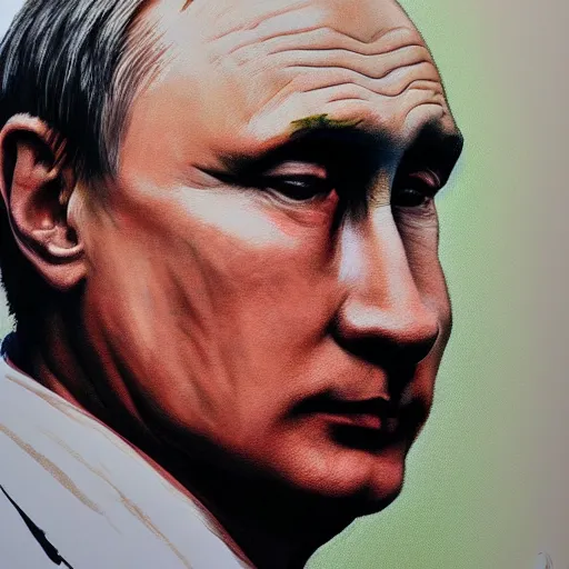 Image similar to a portrait of putin painted by ralph steadman, ultra 4 k