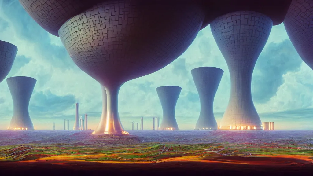 Prompt: Epic Clean Nuclear Plant emerge from the futurist utopia; by Oswaldo Moncayo and Vincent Callebaut; by Simon Stålenhag, oil on canvas; Art Direction by James Cameron; Location: Quito Ecuador 4K, 8K; Ultra-Realistic Depth Shading