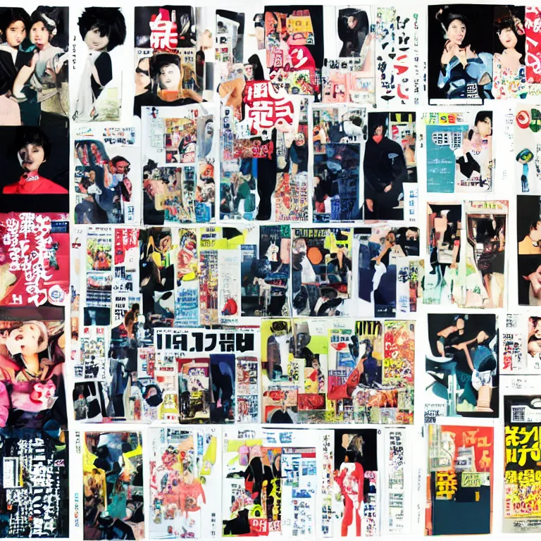 Image similar to collage of japanese magazine cutouts