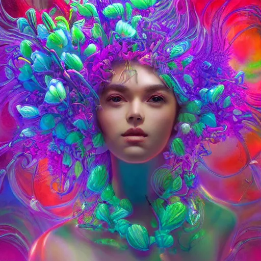 Prompt: a bouquet of ethereal big colorful transparent entangled flowers, direct sunlight, glowing, vivid, detailed painting, soft Houdini algorhitmic pattern, by Ross Tran, WLOP, artgerm and James Jean, masterpiece, award winning painting