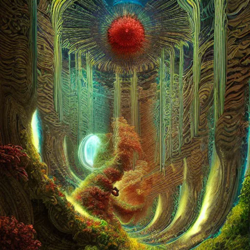Image similar to digital painting detailed rotoscoped glitchcore fantasycore cryptographic cosmic convergence within vortex of elemental energies, painted by Ferdinand Knab and Beeple