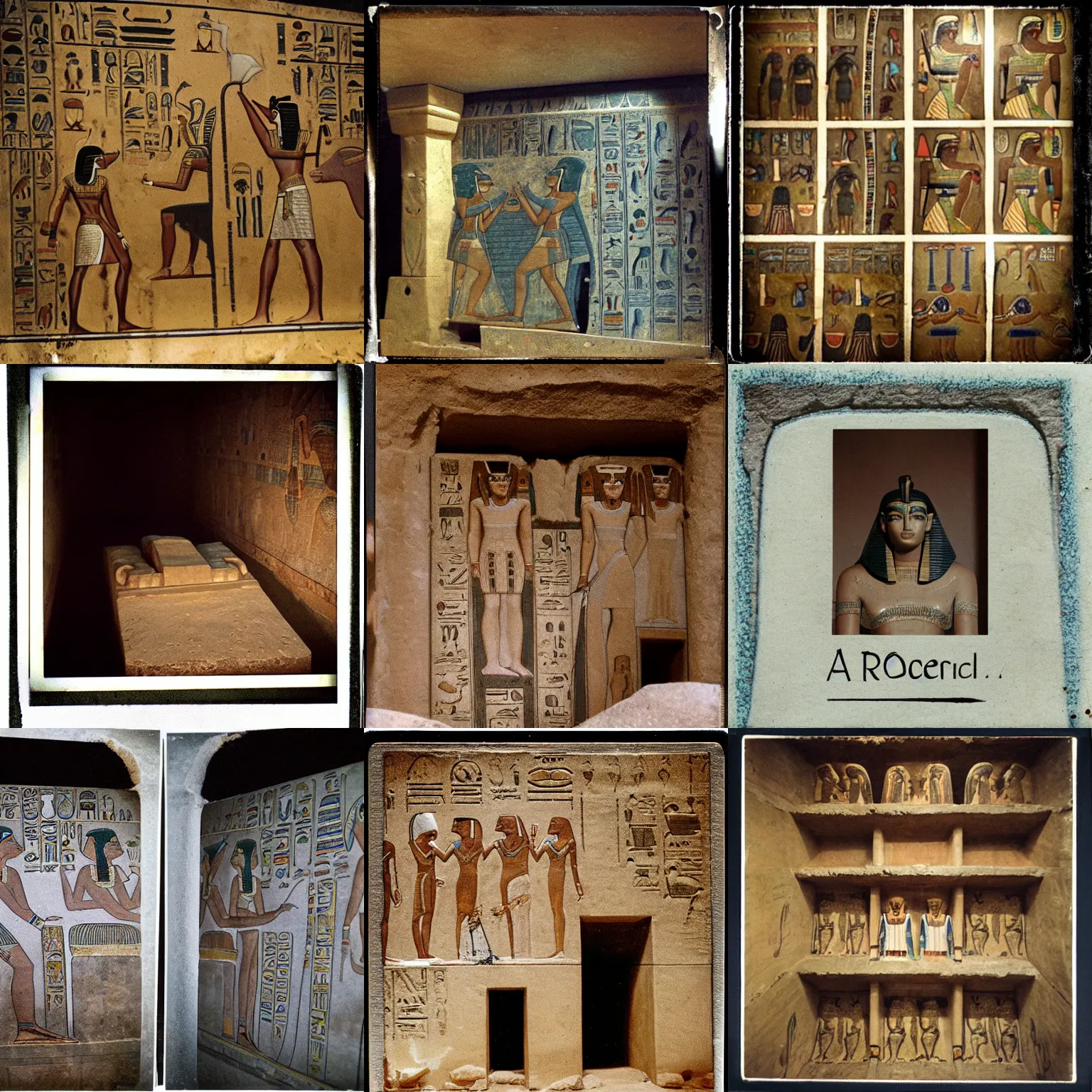 Prompt: ancient egyptian tomb polaroid photo reel