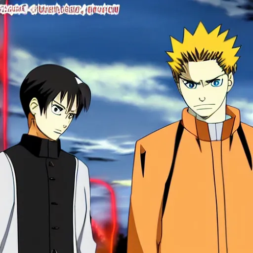 Image similar to sam and dean winchester in naruto shippuden, anime scene