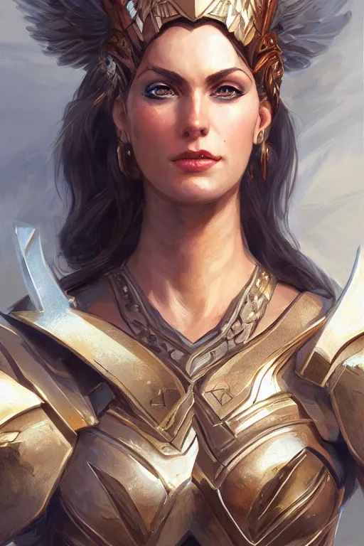 Image similar to amazon valkyrie athena, d & d, fantasy, portrait, highly detailed, headshot, digital painting, trending on artstation, concept art, sharp focus, illustration, art by artgerm and greg rutkowski and magali villeneuve