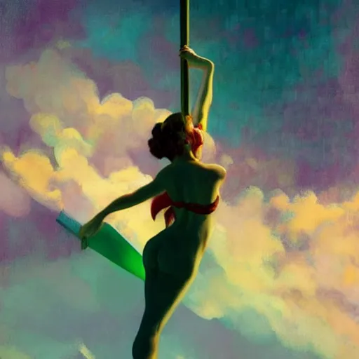 Image similar to poledancing fairie, cinematic lighting, soft bokeh, fantasy, modern, colourful, highly detailed, digital painting, artstation, deviantart, concept art, sharp focus, illustration, by Edward Hopper and Rene Magritte and Alphonse Mucha