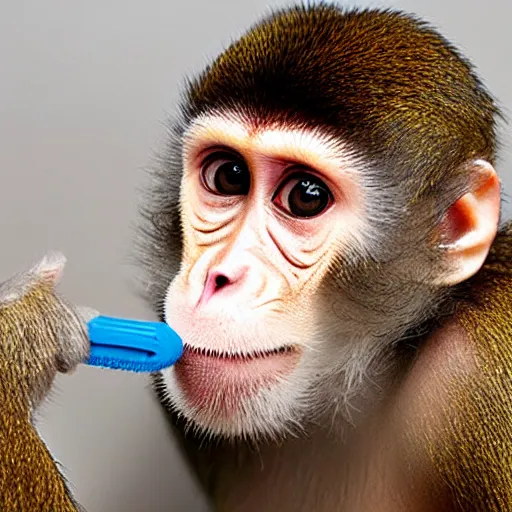 Prompt: monkey toothbrush
