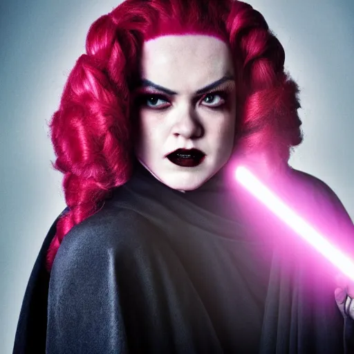 Prompt: pinkie pie as a sith lord, photograph by David Roemer