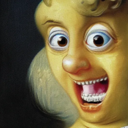 Image similar to helga pataki's teeth, soft rainbow, painting by francois boucher, sad minion eyes