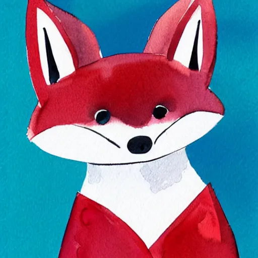 Image similar to watercolor, children book illustration, fox, white background