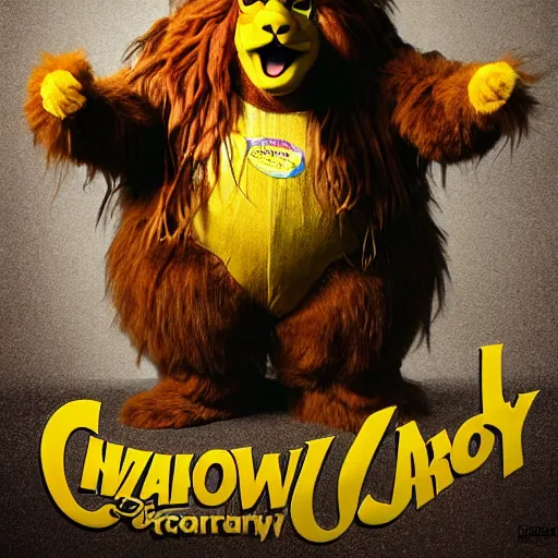 Image similar to snl chris farley as the cowardly lion of oz, studio poster photography, trending on artstation, featured on deviantart, award winning costume