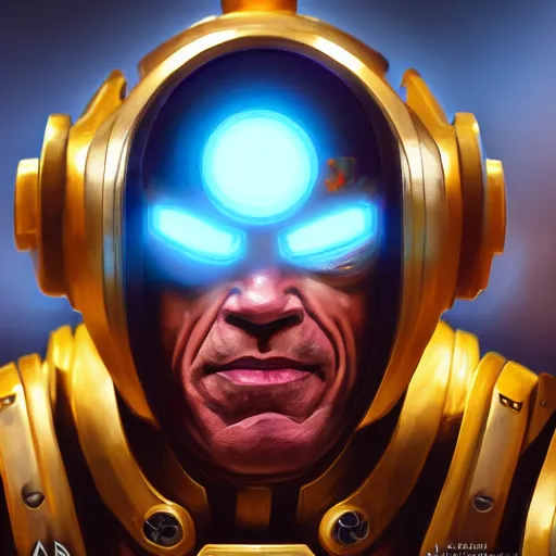 Image similar to a screenshot of arnold schwarzenegger as zenyatta in overwatch, portrait, fantasy, beautiful face, vivid colors, elegant, concept art, sharp focus, digital art, hyper - realistic, 4 k, unreal engine, highly detailed, hd, dramatic lighting by brom, trending on artstation