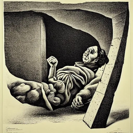 Image similar to lithography on paper secret lair conceptual figurative post - morden monumental dynamic portrait by goya and escher and hogarth, illusion surreal art, highly conceptual figurative art, intricate detailed illustration, controversial poster art, polish poster art, geometrical drawings, no blur