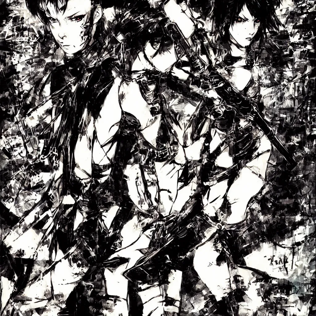 Image similar to punk girl with a spiked baseball bat by yoji shinkawa