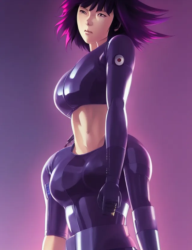 Image similar to a fullbody portrait of motoko kusanagi the major ghost in the shell : : stand alone complex, under repairs, maintenance : : by ilya kuvshinov, rossdraws, artgerm, sola digital arts, anti aliasing, raytracing : :