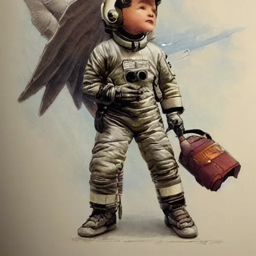 Image similar to (((((((boy in a retro space suit with a jet pack and wings))))))) . muted colors. by Jean-Baptiste Monge !!!!!!!!!!!!!!!!!!!!!!!!!!!!!!!!!!!!!!!!
