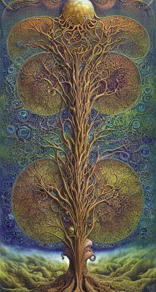 Image similar to tree of life by roger dean and andrew ferez, art forms of nature by ernst haeckel, divine chaos engine, symbolist, visionary, art nouveau, botanical fractal structures, organic, detailed, realistic, surreality