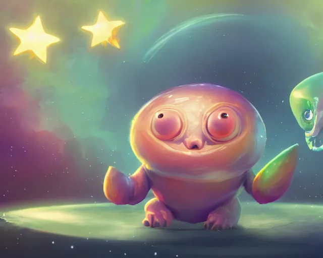 Image similar to 3D Fantasy Cute and adorable alien piggy in space, bright stars, Smooth 3D Illustration, soft render, Servando Lupini, Daniil Kudriavtsev, handpaint texture, Blender, 3DCoat