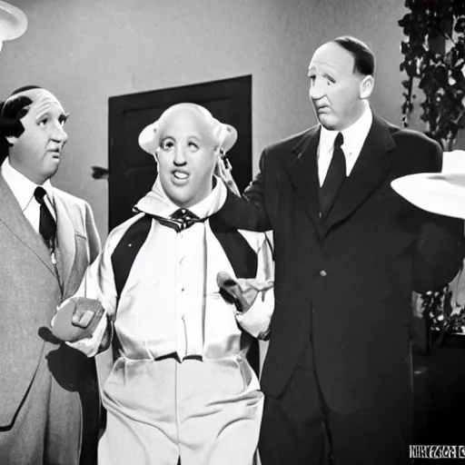 Image similar to The Three Stooges officiate a wedding.