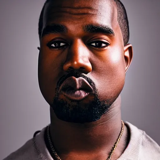 Image similar to the face of young kanye west at 2 5 years old, portrait by julia cameron, chiaroscuro lighting, shallow depth of field, 8 0 mm, f 1. 8