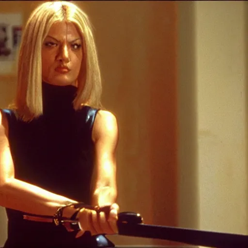 Image similar to Giorgia Meloni in Kill Bill from Quentin Tarantino