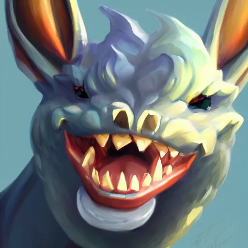 Image similar to anthro art, dragon head smiling into the camera, furry art, furaffinity, extremely detailed, digital painting, artstation, concept art, smooth, sharp focus, illustration, trending