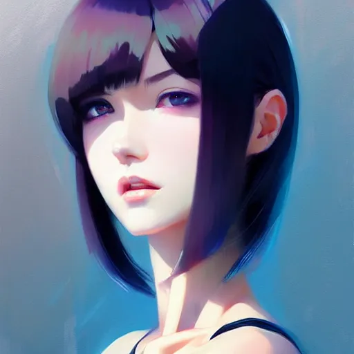 Image similar to elegant girl in urban outfit, cute fine face, rounded eyes, digital painting, fan art, pixiv, by Ilya Kuvshinov, katsuhiro otomo ghost-in-the-shell, magali villeneuve, artgerm, Jeremy Lipkin and Michael Garmash and Rob Rey