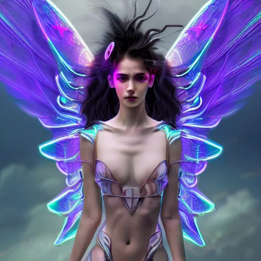 Prompt: portrait futuristic goddess angel Girl with wings and halo and armor and feathers, in future cyberpunk tokyo rooftop , ssci-fi, fantasy, intricate, very very beautiful, elegant, human anatomy, human structure, neon light, highly detailed, digital painting, artstation, concept art, smooth, sharp focus, illustration, art by tian zi and WLOP and alphonse mucha