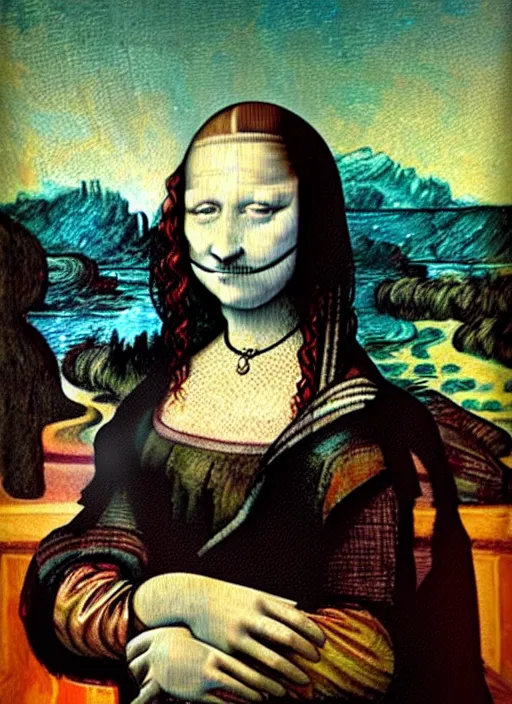 Prompt: monalisa painting in van gogh style art