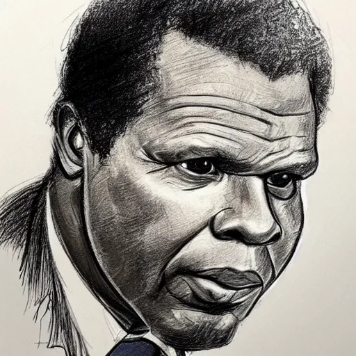 Image similar to a realistic yet scraggly portrait sketch of the side profile of a stern and sophisticated sidney poitier, trending on artstation, intricate details, in the style of frank auerbach, in the style of sergio aragones, in the style of martin ansin, in the style of david aja, in the style of mattias adolfsson