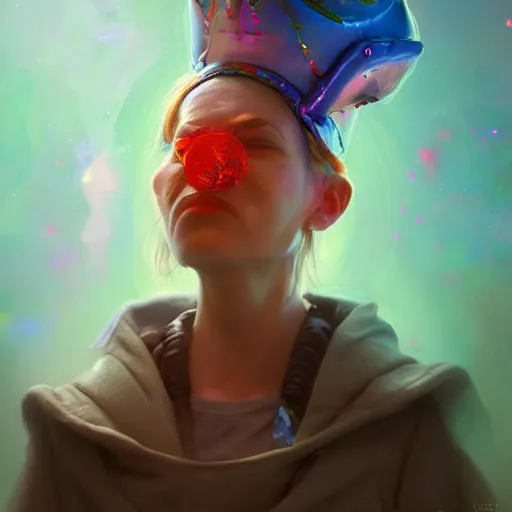 Image similar to a dmt jester wearing a fool's cap, hyperspace, huggy wuggy from poppy playtime video game, fullbody, ultra high detailed, oil painting, greg rutkowski, charlie bowater, yuumei, yanjun cheng, unreal 5, daz, hyperrealistic, octane render, rpg portrait, dynamic lighting, fantasy art, beautiful face