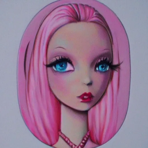 Prompt: beautiful pink little alien girl, profile picture, vintage fashion, highly detailed, reflection, realistic