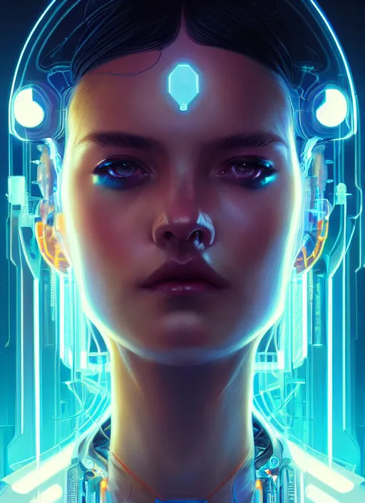 Prompt: symmetry!! portrait of cyberpunk girl, sci - fi, tech wear, glowing lights!! intricate, elegant, highly detailed, digital painting, artstation, concept art, smooth, sharp focus, illustration, art by artgerm and greg rutkowski and alphonse mucha