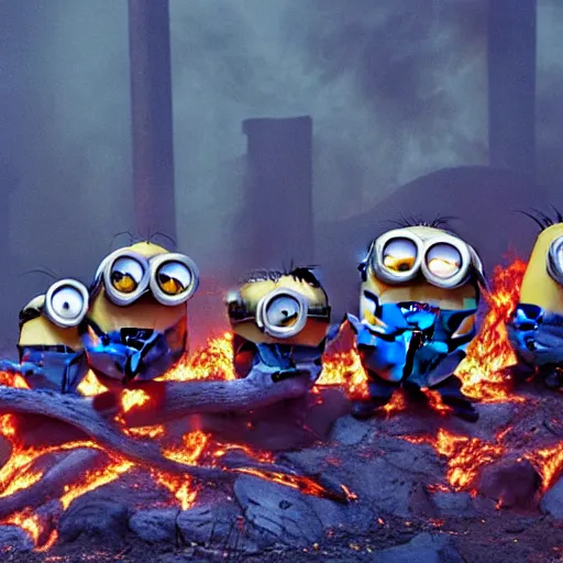 Image similar to minions burning in hell