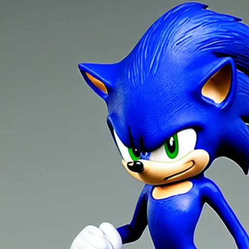 Image similar to Extremely detailed figurine of Sonic the Hedgehog, studio lightning, product photo.