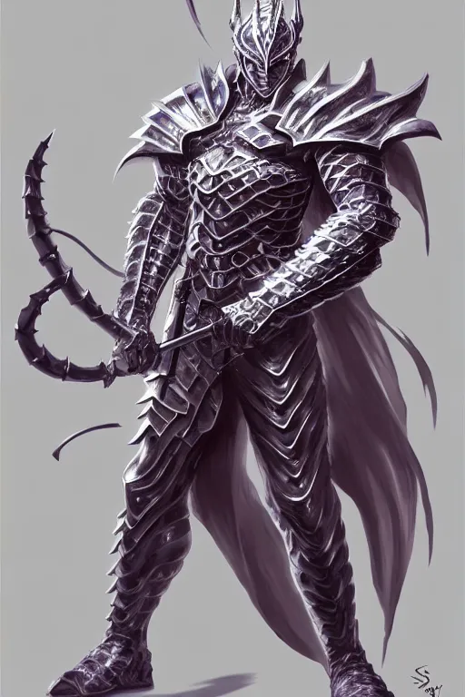 Image similar to Full body character concept art of an anime draconian warrior knight, iridescent scales, cool face, muscular, by Stanley Artgerm Lau, WLOP, Rossdraws, James Jean, Andrei Riabovitchev, Marc Simonetti, and Sakimichan, tranding on artstation