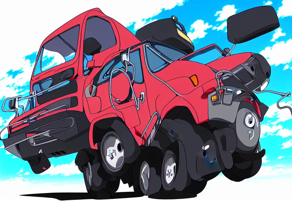 Prompt: An anime art of car GAZelle truck, digital art, 8k resolution, anime style, wide angle