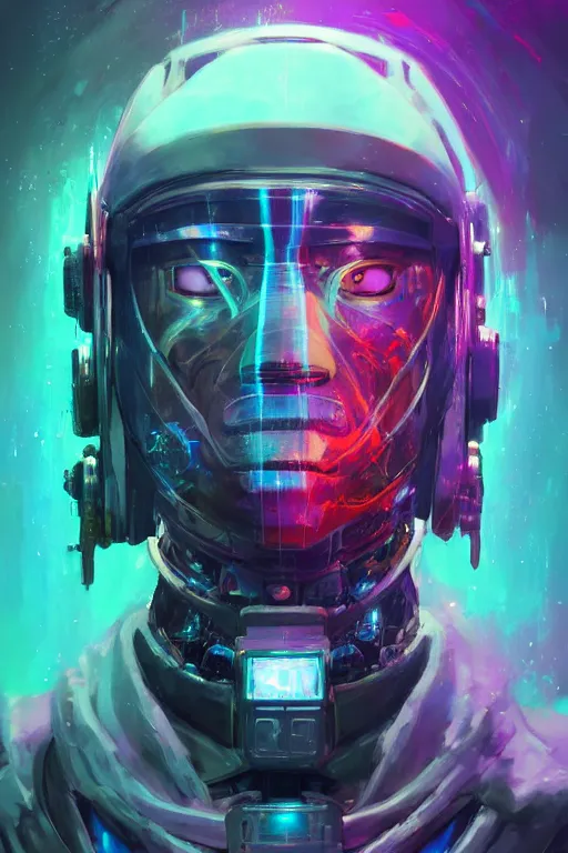 Image similar to portrait of a cybernetic samurai with holographic llama face, cyberpunk concept art by pete mohrbacher and artgerm and wlop and greg rutkowski and deathburger, digital art, highly detailed, intricate, sci-fi, sharp focus, llama, Trending on Artstation HQ, deviantart, unreal engine 5, 4K UHD image, daily deviation, llama llama