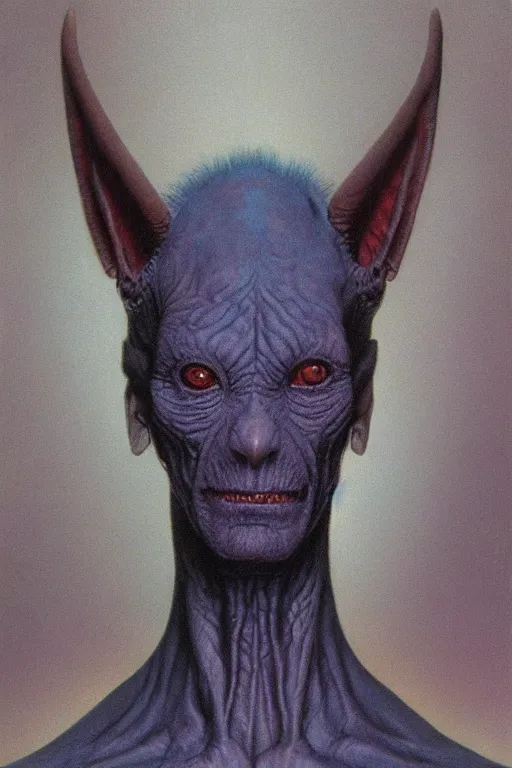 Image similar to fuzzy blue alien, portrait by wayne barlowe