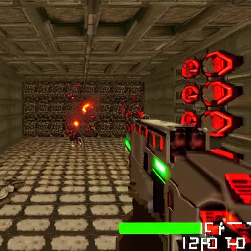 Prompt: a screenshot of a doom2 level