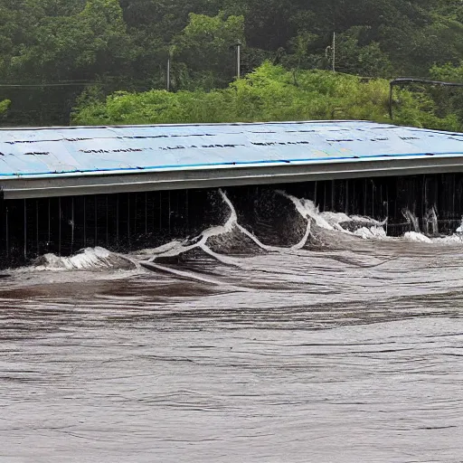 Prompt: project cybersyn flooded by water,