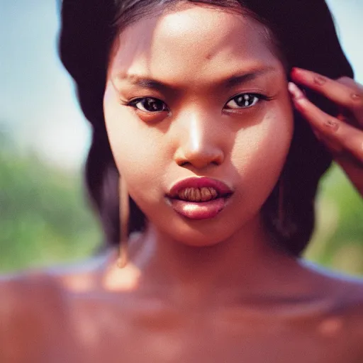 Image similar to Exotic woman. Portrait. Close up. Facial detail. CineStill