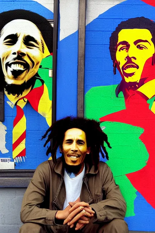 Image similar to bob marley sittin in front of barber shop!!! pop art, pixel, bioshock, gta chinatown, artgerm, richard hamilton, mimmo rottela, julian opie, aya takano, avoid duplicate!!!, avoid redudance!!!