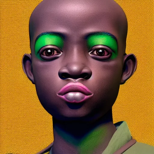 Prompt: colourful vfx upper half - 3 d portrait - art of a nigerian boy - in claymation style, art by hsiao - ron cheng & james jean, symmetrical, intricate detail, caricature, concept art, volumetric light, ray tracing, claymation render, octane render, unreal engine, sharp, pinterest, behance, art station,