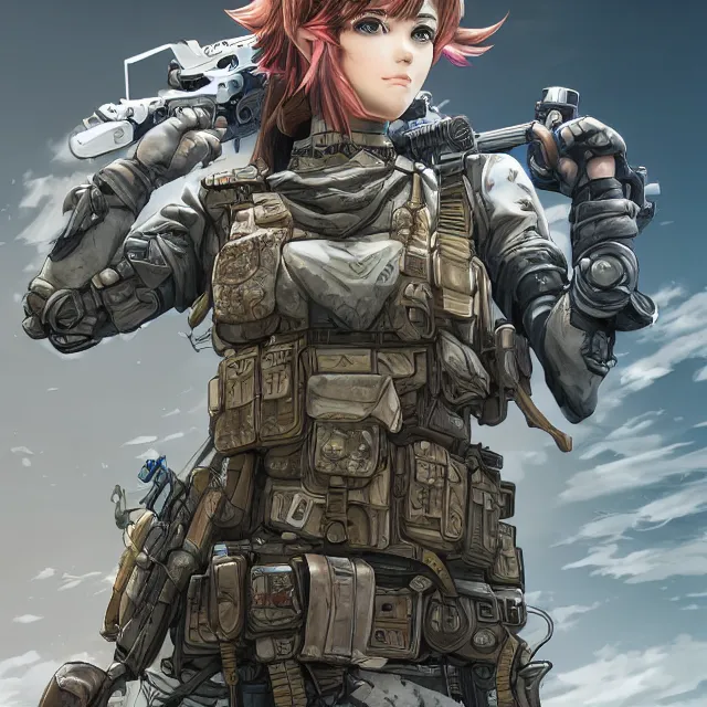 Prompt: the portrait of lawful neutral female futuristic marine sniper as absurdly beautiful, gorgeous, elegant, young anime girl, an ultrafine hyperdetailed illustration by kim jung gi, irakli nadar, intricate linework, bright colors, octopath traveler, final fantasy, unreal engine 5 highly rendered, global illumination, radiant light, detailed and intricate environment