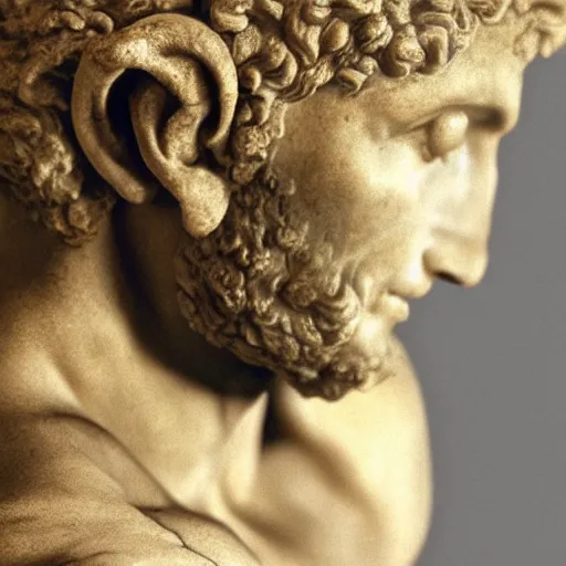 Image similar to A photo of Michelangelo's sculpture of David wearing headphones djing