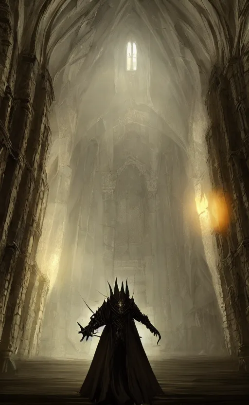 Image similar to concept art, dark church, fantasy style, Dark Souls style, highly detailed, WLOP, artstation