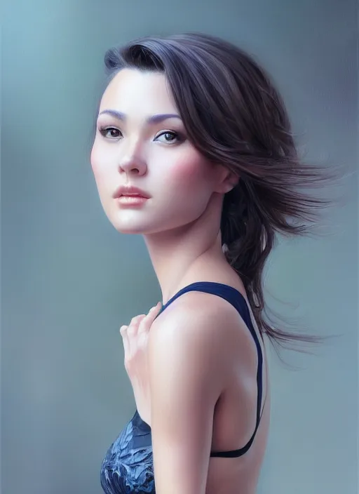 Image similar to photo of a gorgeous young woman in the style of stefan kostic, realistic, sharp focus, 8 k high definition, insanely detailed, intricate, elegant, art by stanley lau and artgerm