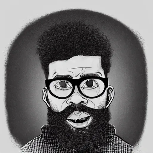 Prompt: highly detailed portrait of jermaine clement in wire frame round glasses and beard, cursed, 1 9 5 0's, scruffy man, magnificent, photographic realistic background, by james gilleard, by joe fenton, by kaethe butcher, trending on instagram, award winning details