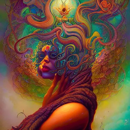 Image similar to psychedelic ayahuasca artwork of esao andrews frank peter mohrbacher, energy body, sacred geometry, esoteric art, divinity detailed, saturated colors,