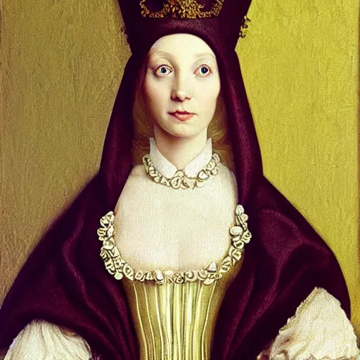 Image similar to blonde victorian princess, hyperrealism, concept art, jan van eyck